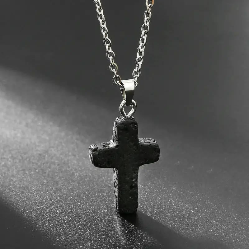 Christianartworkshop Natural Stone Cross Gemstone Pendant Necklace