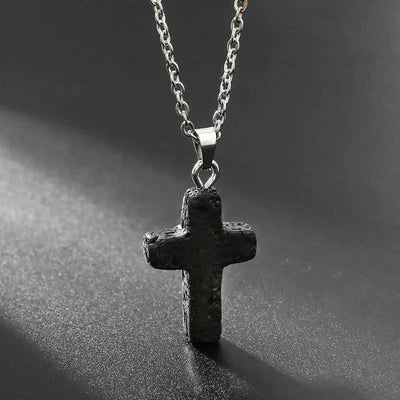 Christianartworkshop Natural Stone Cross Gemstone Pendant Necklace