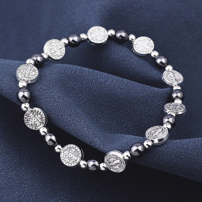 Christianartworkshop Black Gallstone St. Benedict Rosary Bracelet