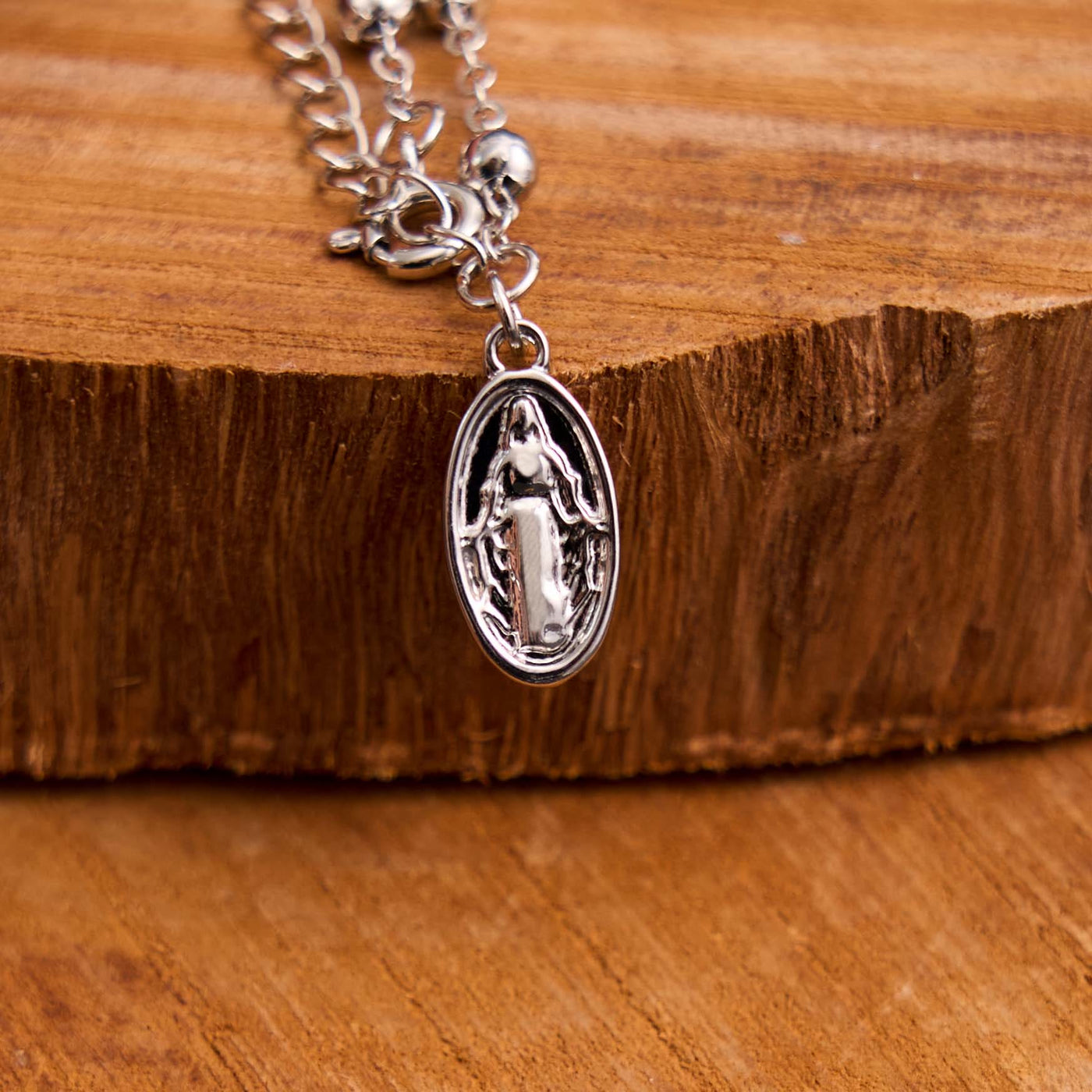 Christianartworkshop Virgin Mary Medal & Cross Adjustable Simple Casual Bracelet