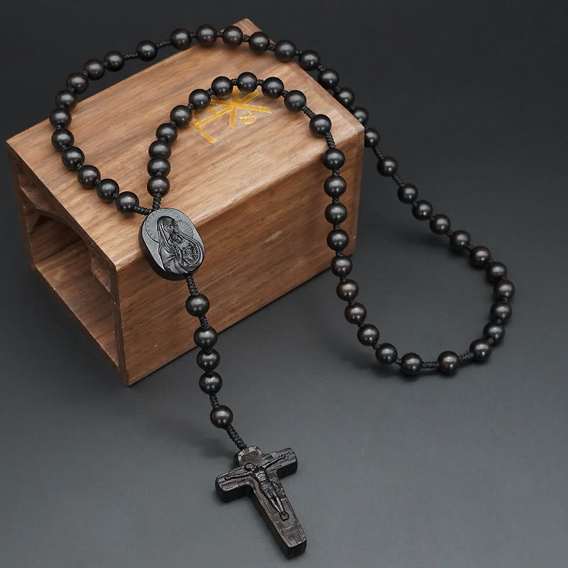 Christianartworkshop Quality Original Handmade Praying Rosary (Red Sandalwood/Ebony)
