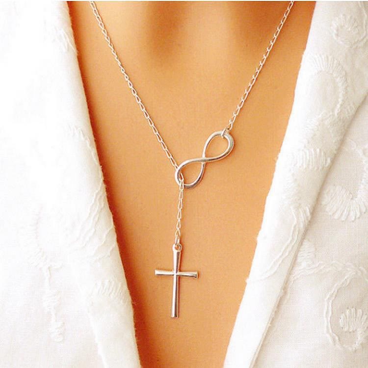 Christianartworkshop Eternal Infinity Symbol & Cross Silver Necklace