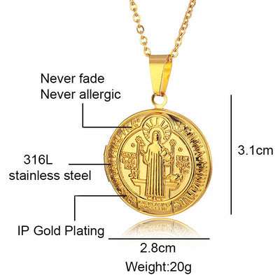 Christianartworkshop Classic St. Benedict Pendant Titanium Necklace