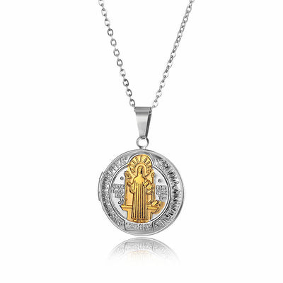 Christianartworkshop Classic St. Benedict Pendant Titanium Necklace