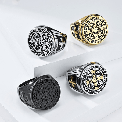 FREE Today: St. Benedict the Protector Titanium Ring