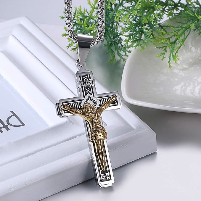 Christianartworkshop Crafted Jesus Christianartworkshop Crucifix Titanium Necklace