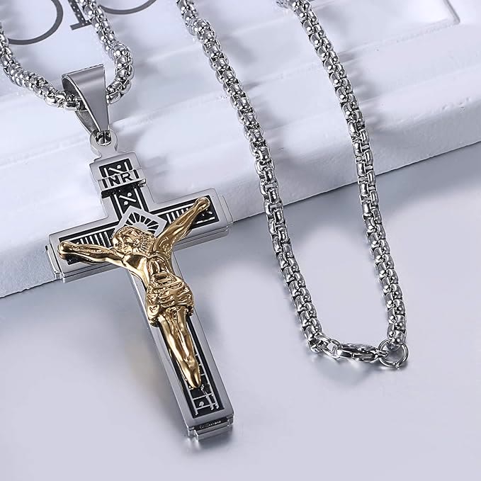 Christianartworkshop Crafted Jesus Christianartworkshop Crucifix Titanium Necklace