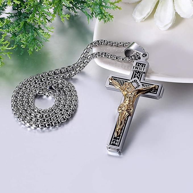 Christianartworkshop Crafted Jesus Christianartworkshop Crucifix Titanium Necklace