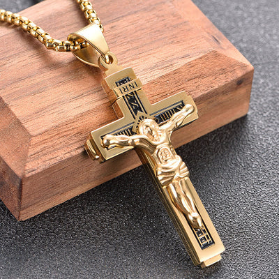Christianartworkshop Crafted Jesus Christianartworkshop Crucifix Titanium Necklace