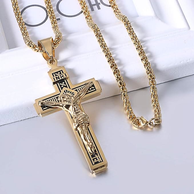 Christianartworkshop Crafted Jesus Christianartworkshop Crucifix Titanium Necklace