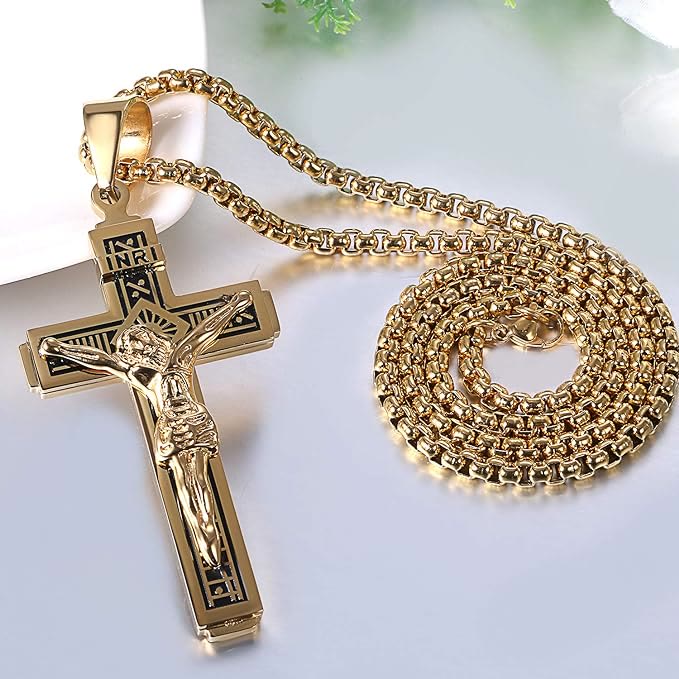 Christianartworkshop Crafted Jesus Christianartworkshop Crucifix Titanium Necklace