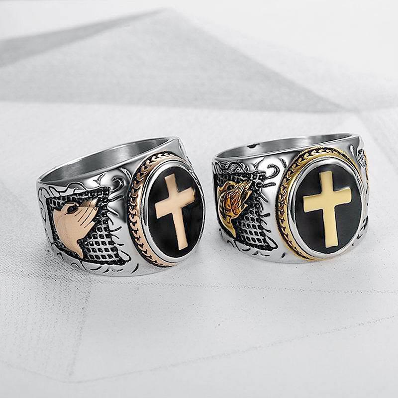 Christianartworkshop Retro Cross "Hand of God" Titanium Religion Ring