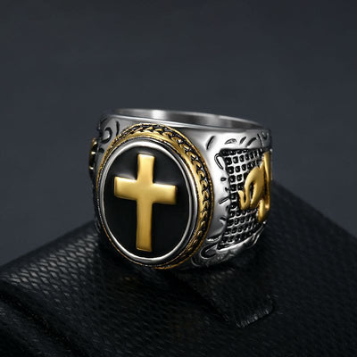 Christianartworkshop Retro Cross "Hand of God" Titanium Religion Ring