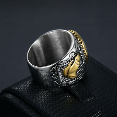 Christianartworkshop Retro Cross "Hand of God" Titanium Religion Ring