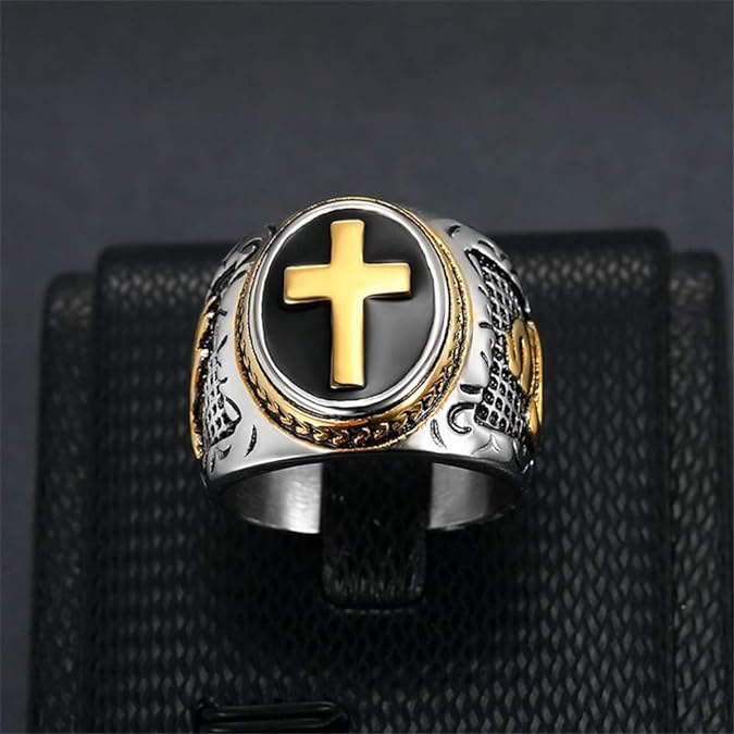 Christianartworkshop Retro Cross "Hand of God" Titanium Religion Ring