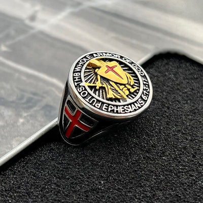 Christianartworkshop Knight's Armor Shield Protection Titanium Ring
