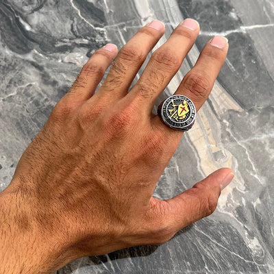 Christianartworkshop Knight's Armor Shield Protection Titanium Ring