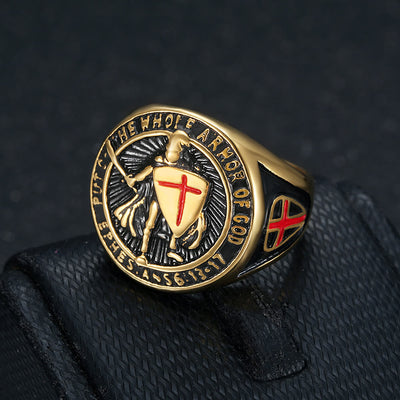 Christianartworkshop Knight's Armor Shield Protection Titanium Ring
