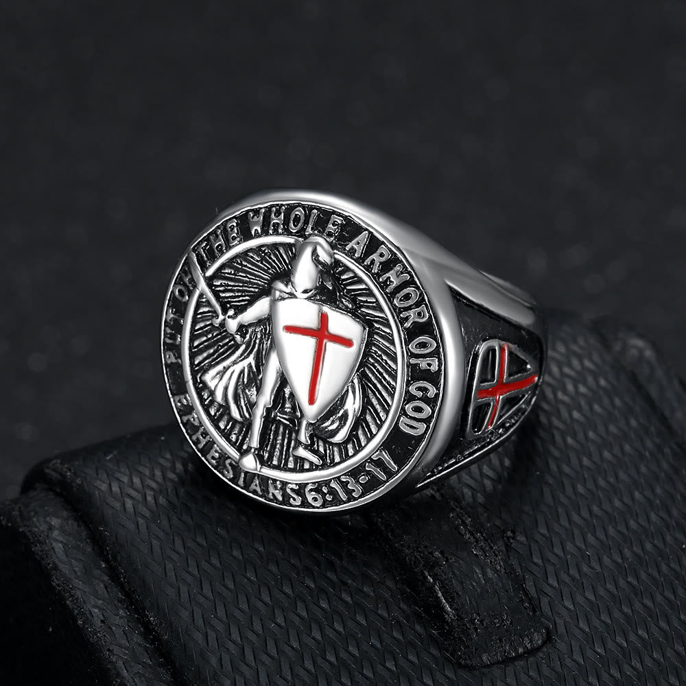 Christianartworkshop Knight's Armor Shield Protection Titanium Ring