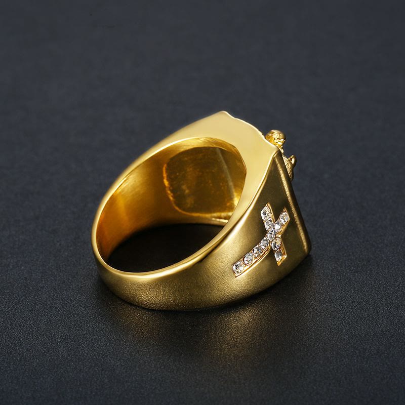 Christianartworkshop  Zirconia Set Crucifix Jesus Religious Ring