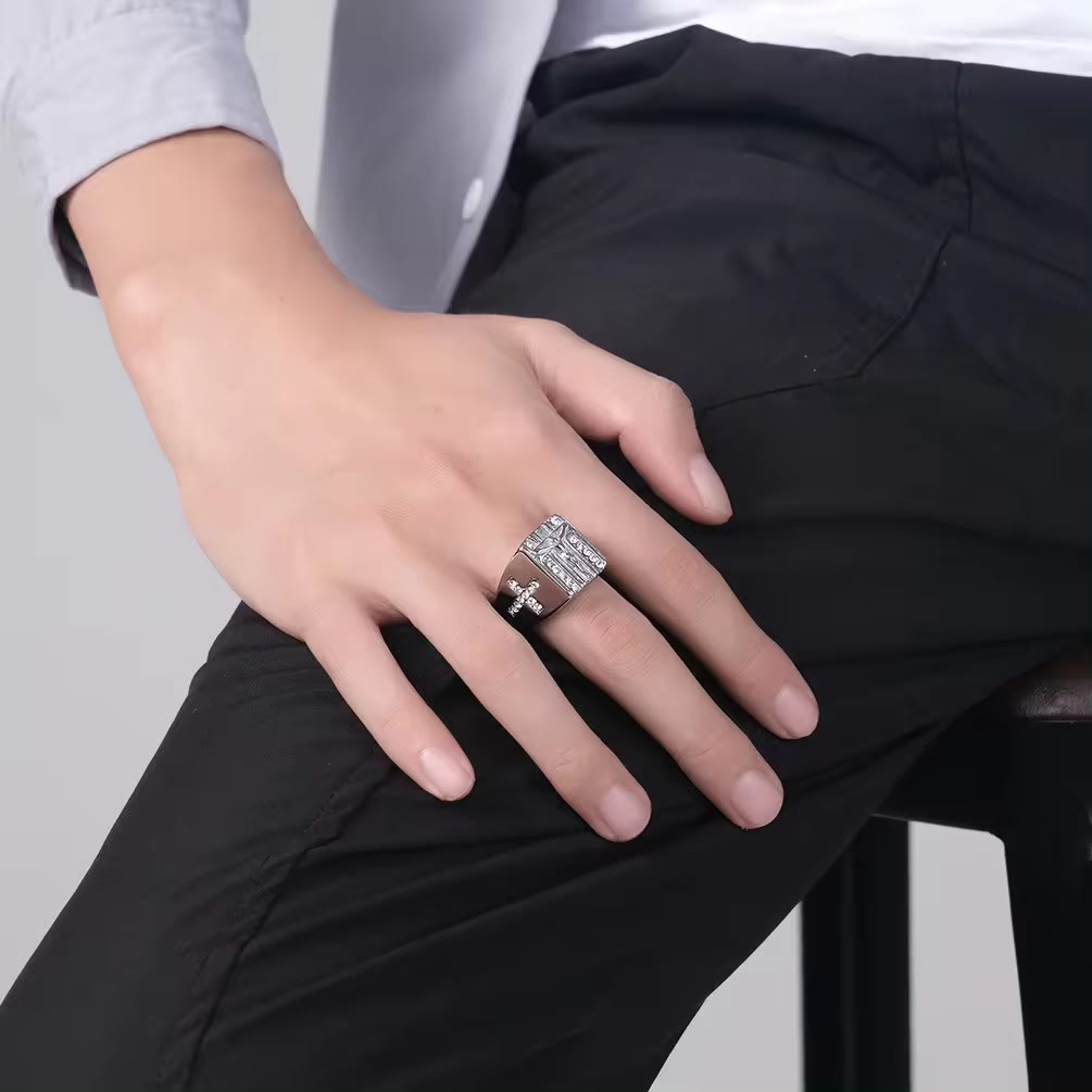 Christianartworkshop  Zirconia Set Crucifix Jesus Religious Ring