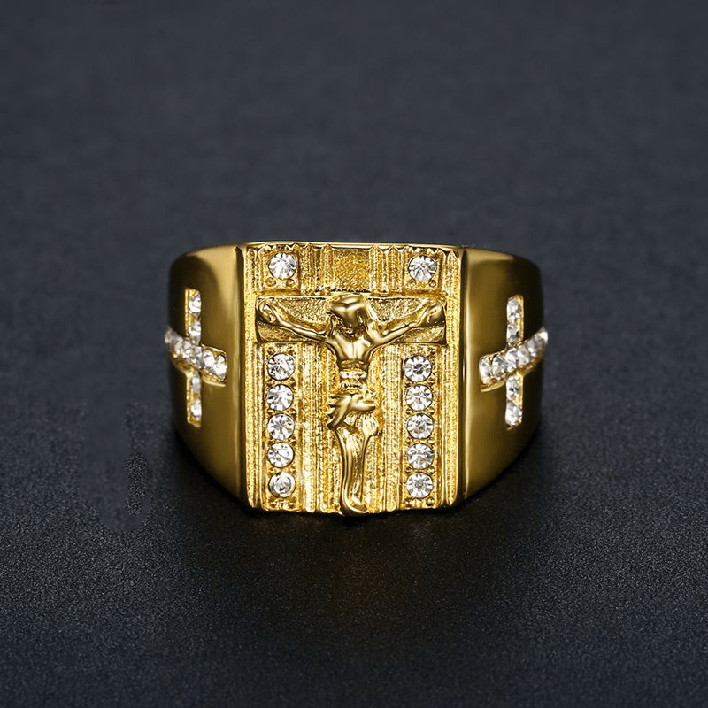 Christianartworkshop  Zirconia Set Crucifix Jesus Religious Ring