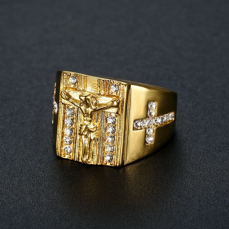Christianartworkshop  Zirconia Set Crucifix Jesus Religious Ring