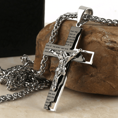 Christianartworkshop Stainless Steel Crucifix Bible Prayer Pendant Necklace Chain