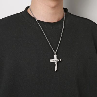 Christianartworkshop Stainless Steel Crucifix Bible Prayer Pendant Necklace Chain