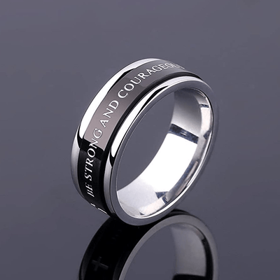 Christianartworkshop Titanium Black/Gold Cross Step Edges Rotating Ring