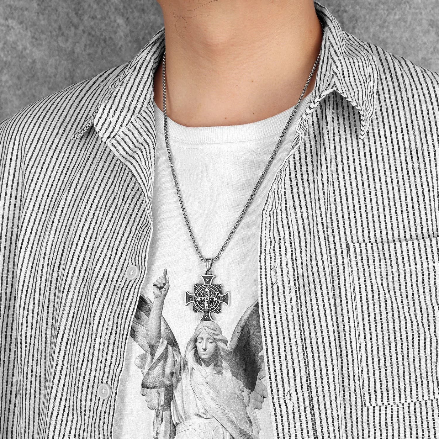 Christianartworkshop Saint Benedict Protection Medal Cross Pendant Necklace