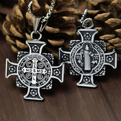 FREE Today: Saint Benedict Protection Medal Cross Pendant Necklace