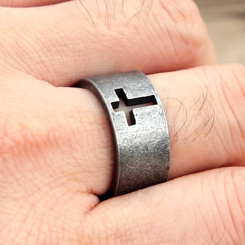Christianartworkshop Stainless Steel Antique Punk Christianartworkshop  Cross Ring
