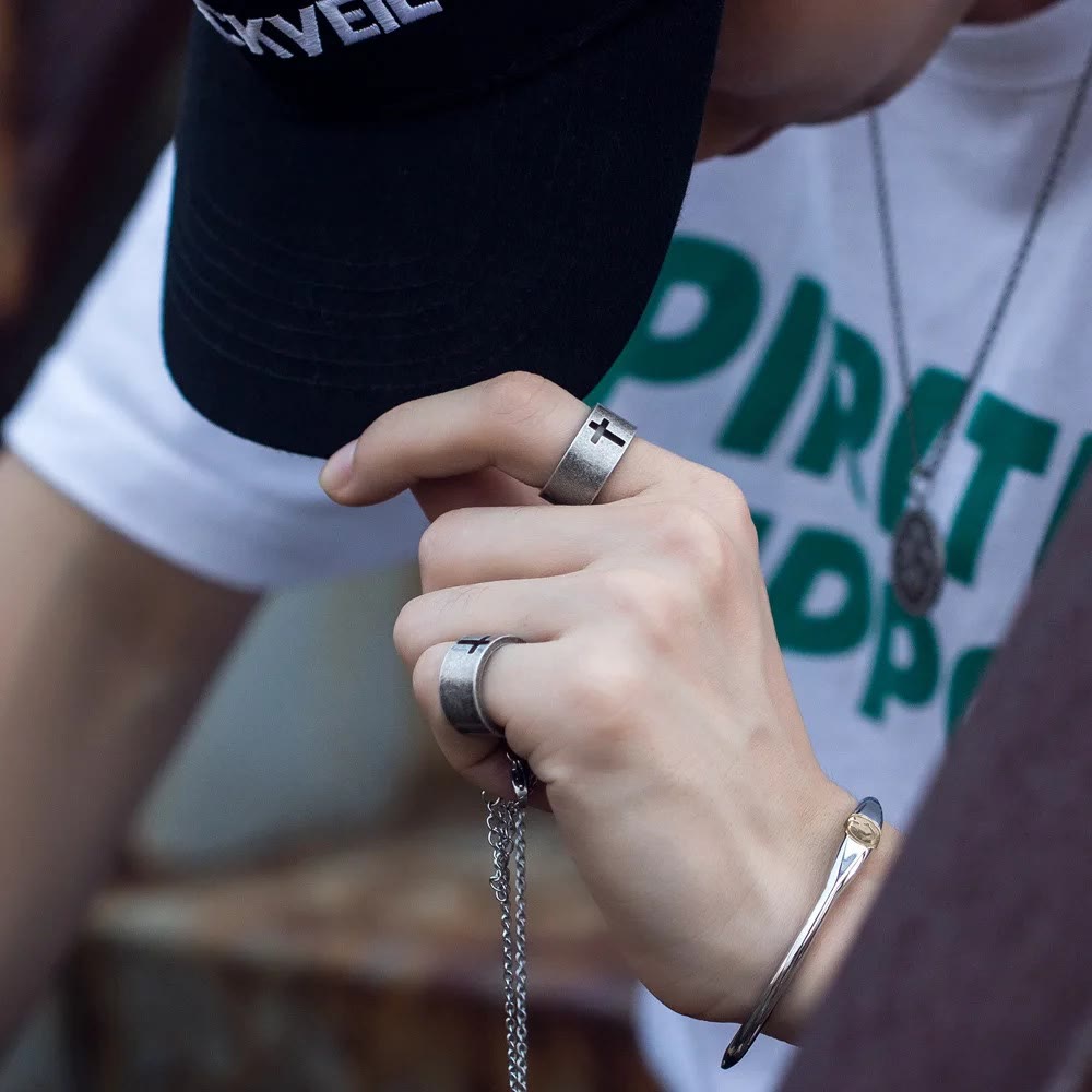 Christianartworkshop Stainless Steel Antique Punk Christianartworkshop  Cross Ring