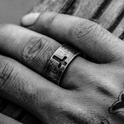 Christianartworkshop Stainless Steel Antique Punk Christianartworkshop  Cross Ring