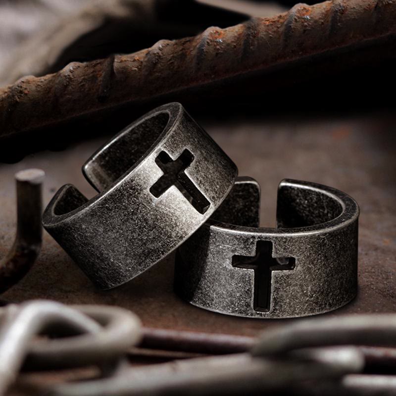 Christianartworkshop Stainless Steel Antique Punk Christianartworkshop  Cross Ring