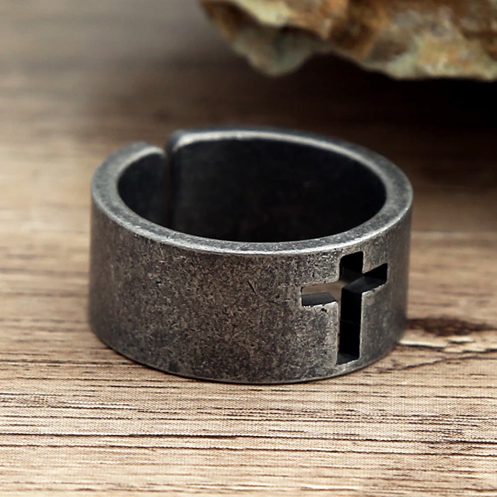 Christianartworkshop Stainless Steel Antique Punk Christianartworkshop  Cross Ring