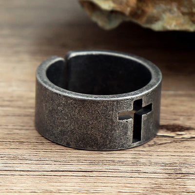Christianartworkshop Stainless Steel Antique Punk Christianartworkshop  Cross Ring