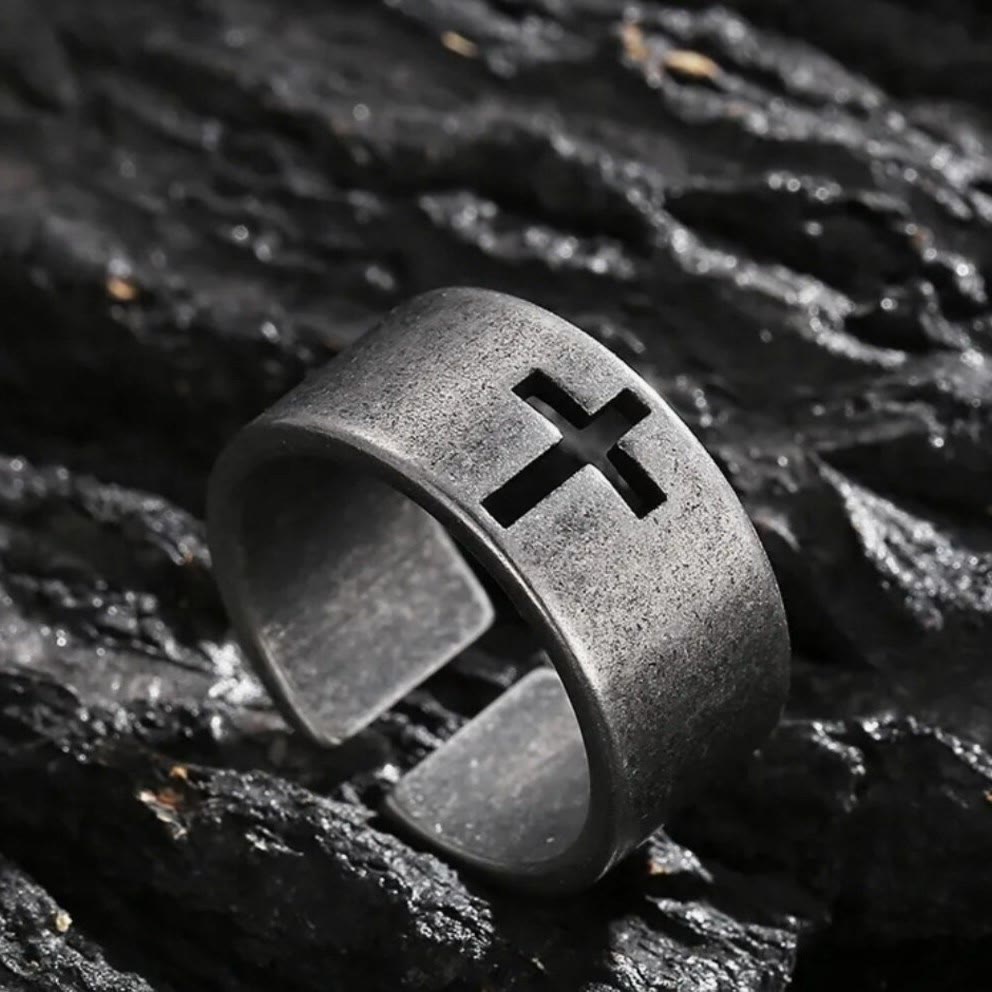 Christianartworkshop Stainless Steel Antique Punk Christianartworkshop  Cross Ring