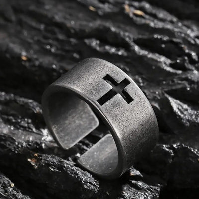 Christianartworkshop Stainless Steel Antique Punk Christianartworkshop  Cross Ring