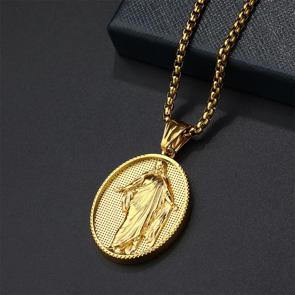 Christianartworkshop Jesus Medallion Pendant Blessing Necklace