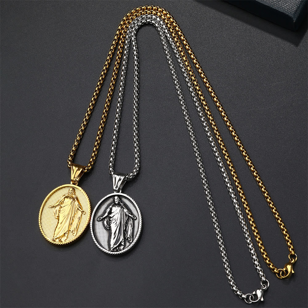 Christianartworkshop Jesus Medallion Pendant Blessing Necklace