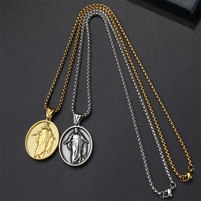 Christianartworkshop Jesus Medallion Pendant Blessing Necklace