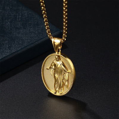 Christianartworkshop Jesus Medallion Pendant Blessing Necklace