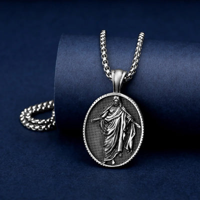 Christianartworkshop Jesus Medallion Pendant Blessing Necklace