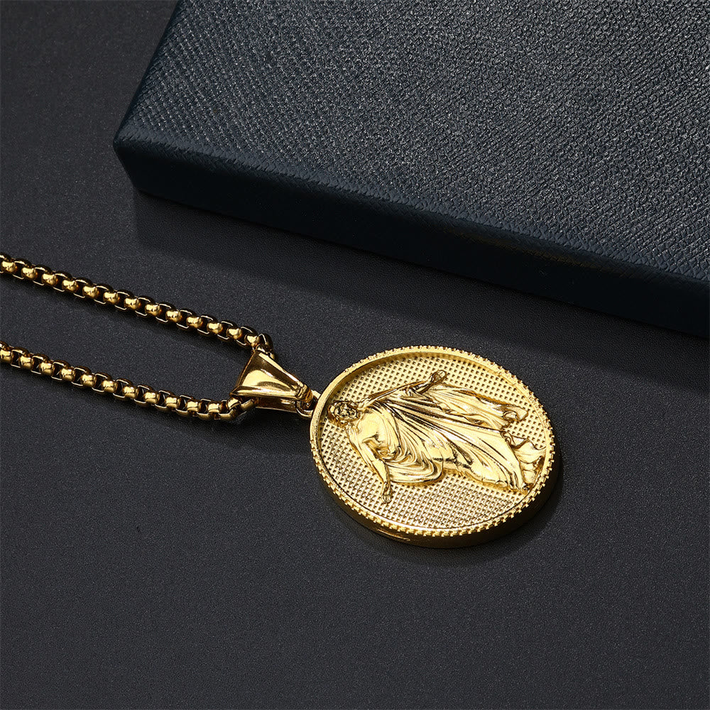 Christianartworkshop Jesus Medallion Pendant Blessing Necklace