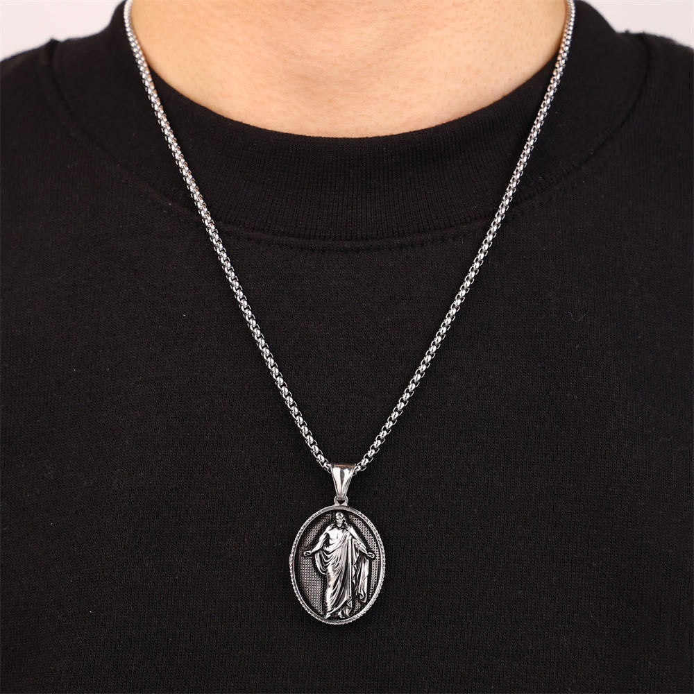 Christianartworkshop Jesus Medallion Pendant Blessing Necklace