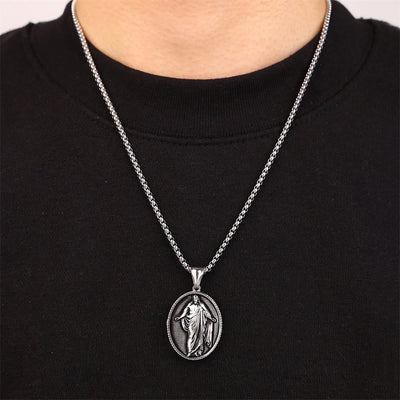 Christianartworkshop Jesus Medallion Pendant Blessing Necklace