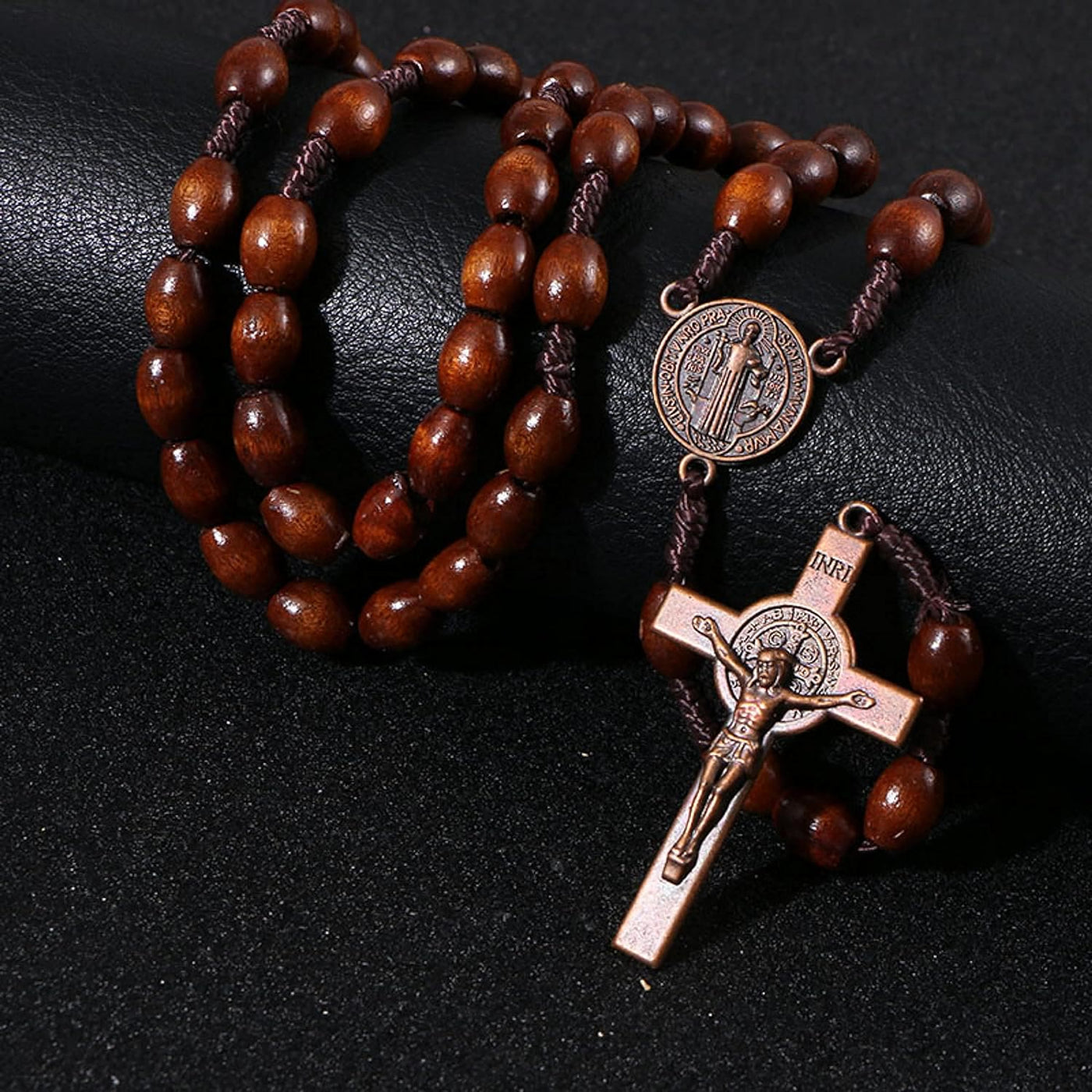 Christianartworkshop St. Benedict Olive Wood Prayer Rosary