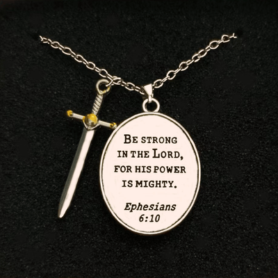 Christianartworkshop Two Tone Sword & Oval Shield St. Michael Pendant Necklace